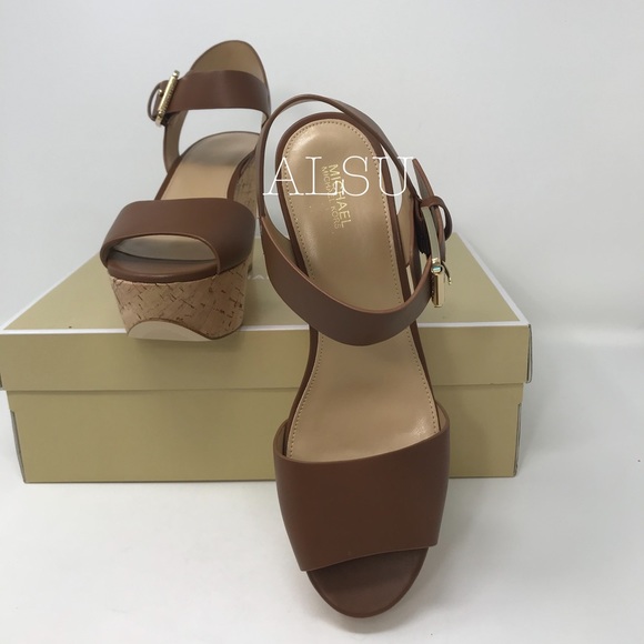 Michael Kors Xaria Wedge Leather Brown Luggage W - Picture 6 of 8